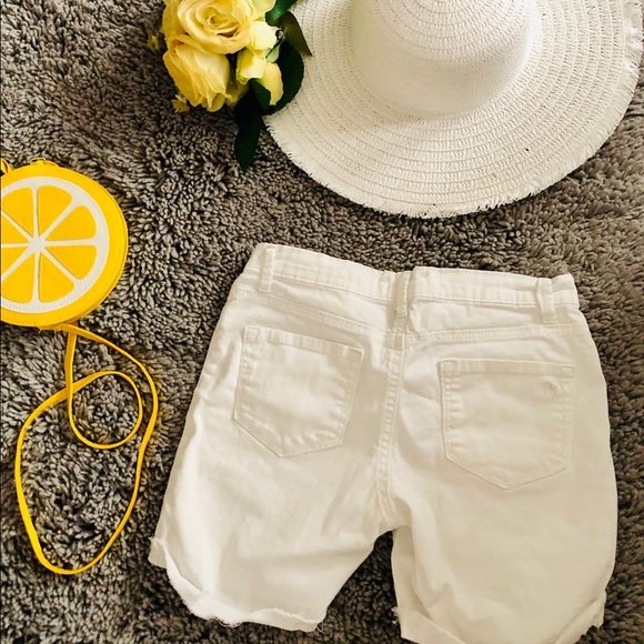 White Stretchy Jean Shorts - Picture 2 of 3